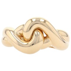 Vintage Yellow Gold Love Knot Statement Band, 18 Karat Women's Ring