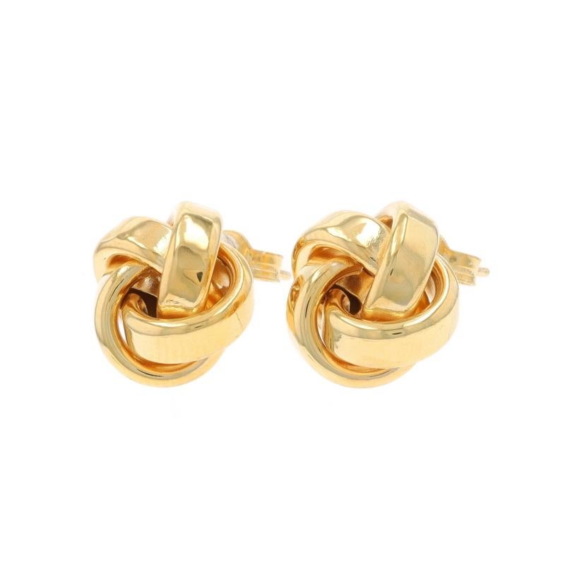 Yellow Gold Love Knot Stud Earrings - 14k Italy Pierced In Excellent Condition For Sale In Greensboro, NC