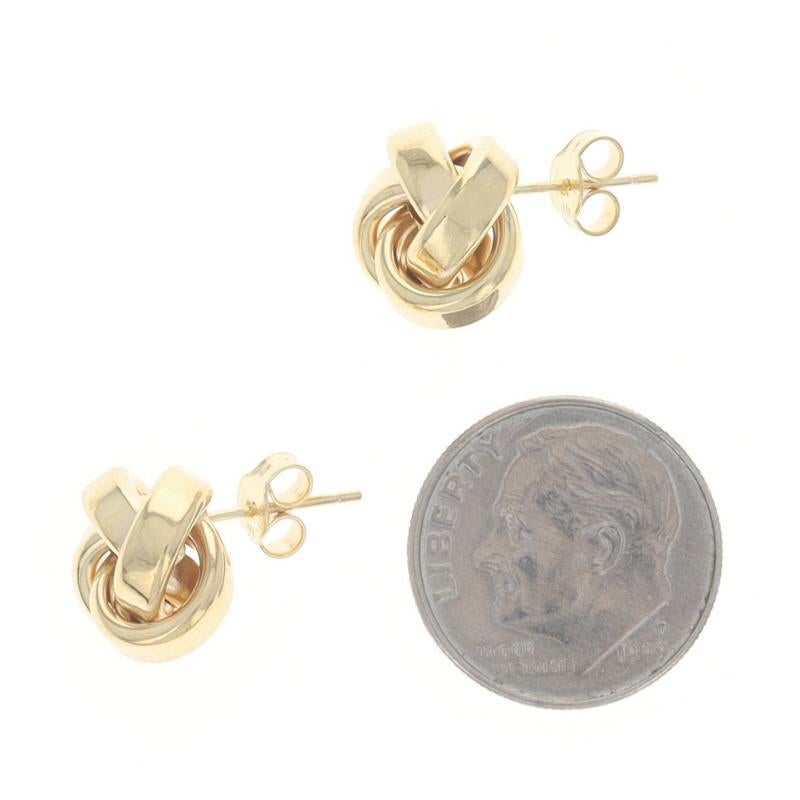 Women's Yellow Gold Love Knot Stud Earrings - 14k Italy Pierced For Sale
