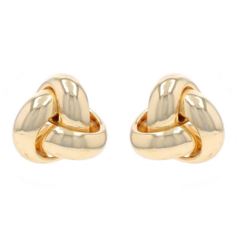 Metal Content: 14k Yellow Gold

Style: Stud
Fastening Type: Butterfly Closures
Theme: Love Knot

Measurements

Tall: 7/16