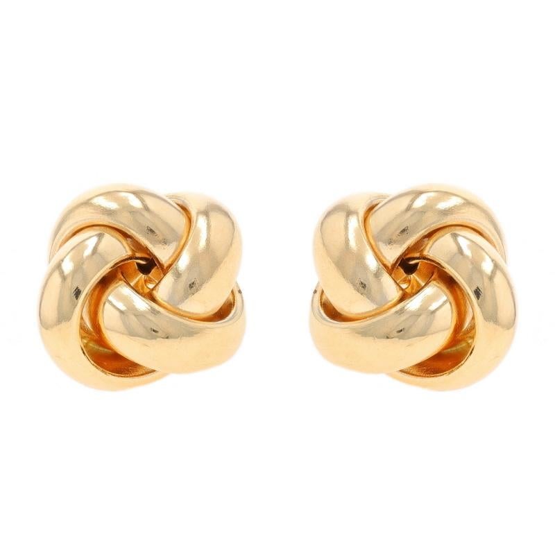 Metal Content: 14k Yellow Gold

Style: Stud
Fastening Type: Butterfly Closures
Theme: Love Knot

Measurements

Tall: 15/32