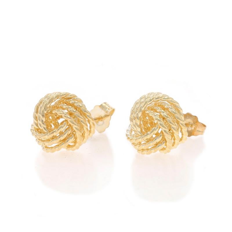 Boucles d'oreilles or jaune nœud d'amour - 14k Textured Rope Pierce Excellent état - En vente à Greensboro, NC