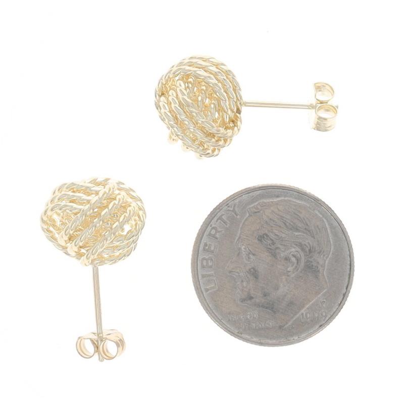 Boucles d'oreilles or jaune nœud d'amour - 14k Textured Rope Pierce Pour femmes en vente