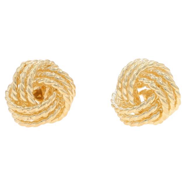 Gelbgold Love Knot Ohrstecker - 14k Texturiertes Seil durchbohrt