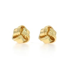 Yellow Gold Love Knot Stud Earrings - 18k Pierced