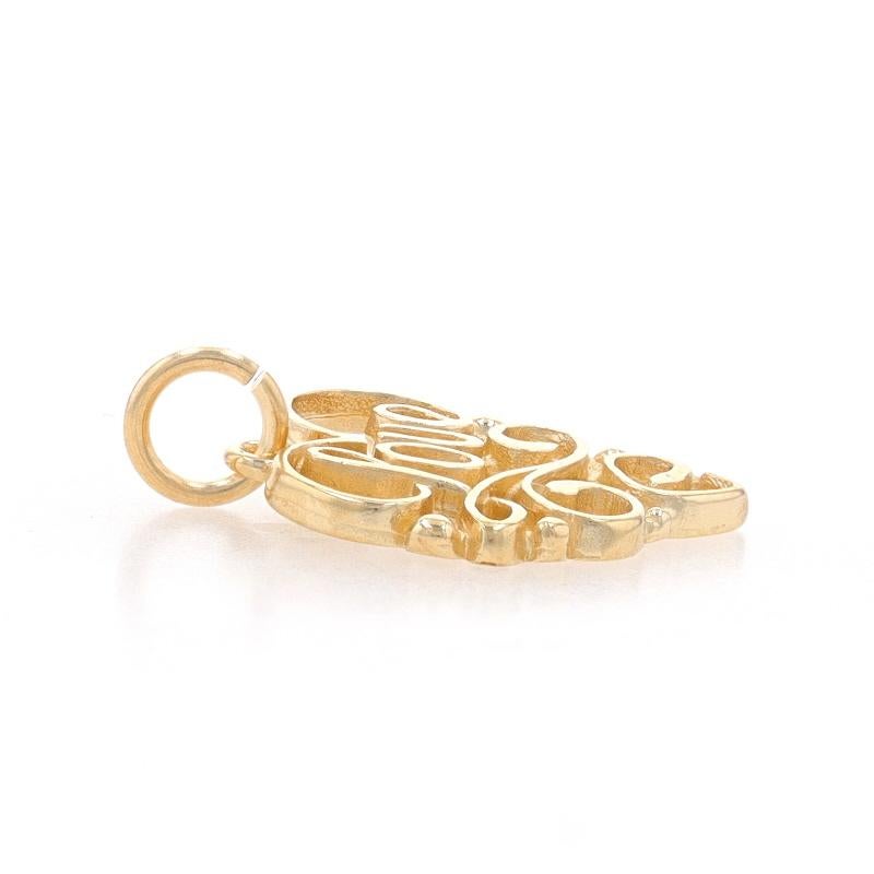 Yellow Gold Love Scrollwork Heart Pendant - 14k Keepsake Charm In Excellent Condition For Sale In Greensboro, NC