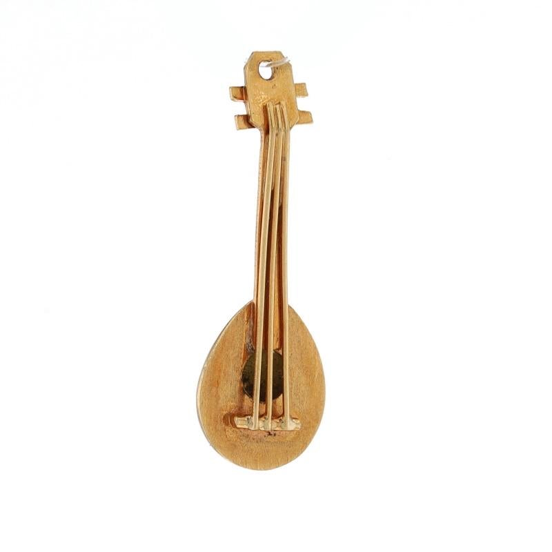 Metal Content: 18k Yellow Gold

Theme: Lute, String Instrument, Music

Measurements

Tall (from stationary bail): 15/16