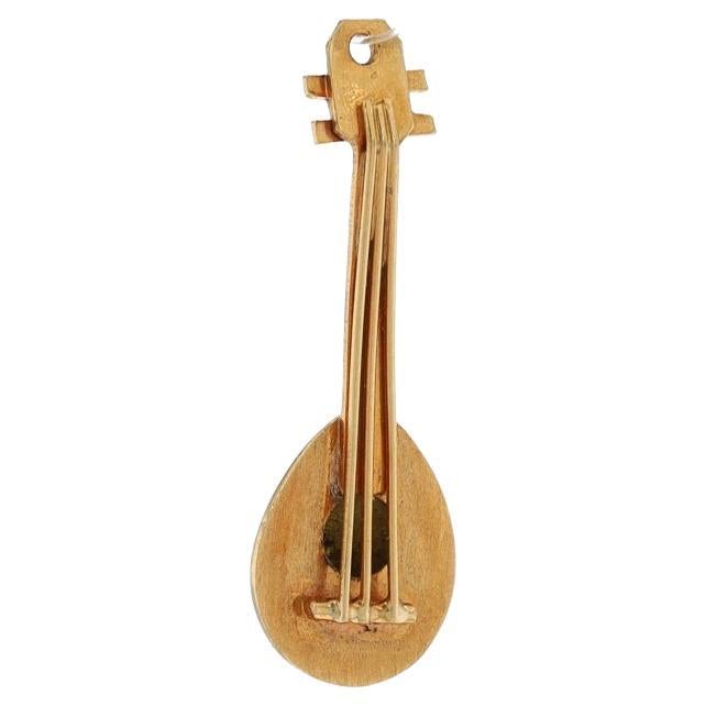 Yellow Gold Lute Charm - 18k String Instrument Music For Sale