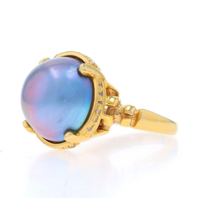 Bague en or jaune avec halo caché en perles de Mabe et diamants - 14k .24ctw Excellent état - En vente à Greensboro, NC