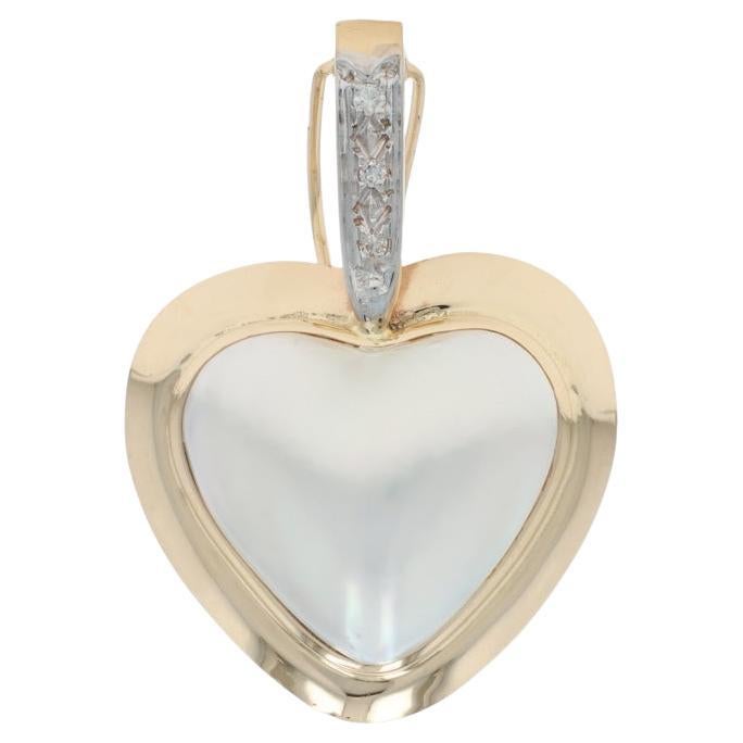 Yellow Gold Mabe Pearl Heart Enhancer Pendant - 14k Love