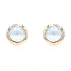 Yellow Gold Mabe Pearl Large Stud Earrings - 14k Pierced
