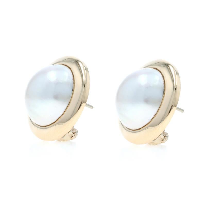 Orecchini grandi con perle Mabe in oro giallo - 14k - a buco In condizioni ottime in vendita a Greensboro, NC