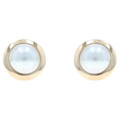 Boucles d
oreilles or jaune grandes perles Mabe - 14k percées