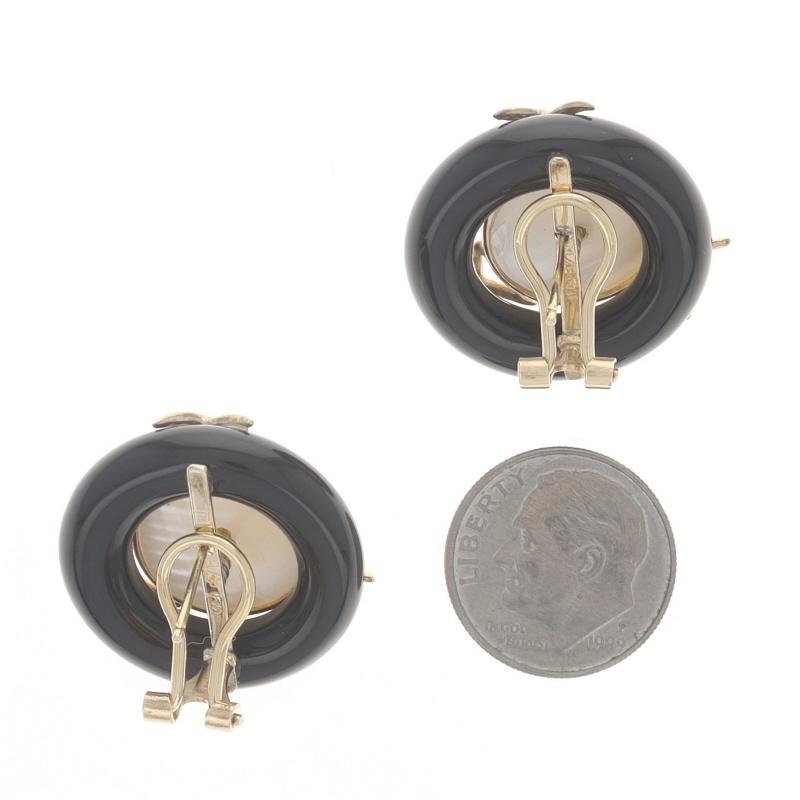 Gelbgold Mabe Perle Onyx X große Ohrstecker 14k durchbohrt Runde (Rundschliff) im Angebot