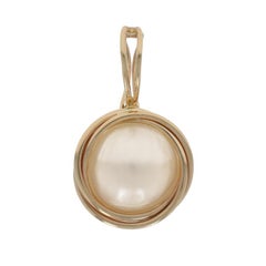Yellow Gold Mabe Pearl Solitaire Enhancer Pendant - 14k