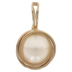 Yellow Gold Mabe Pearl Solitaire Enhancer Pendant - 14k