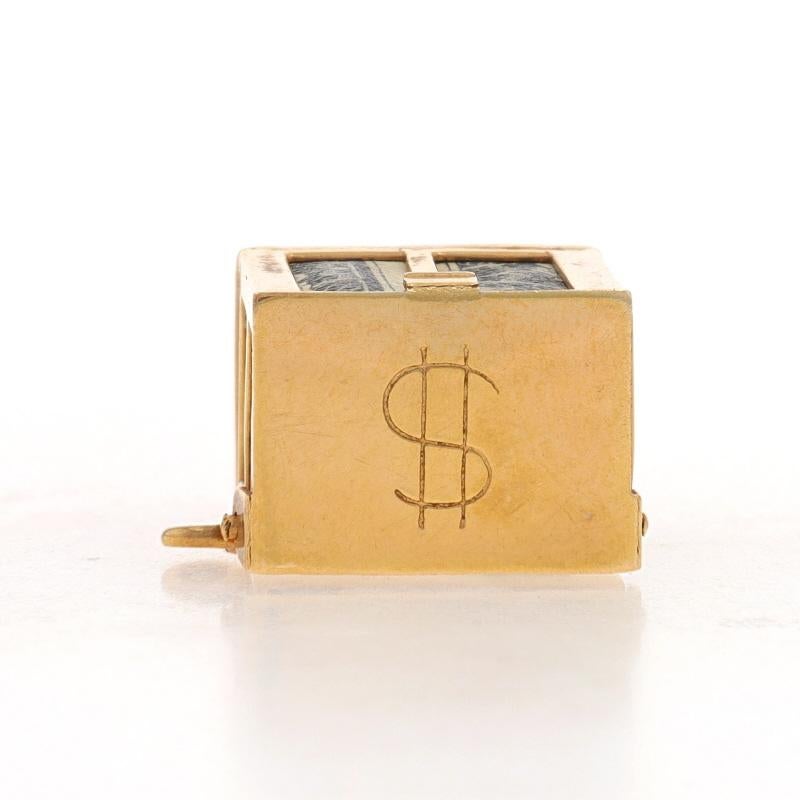 Breloque « Mad Money Charm » en or jaune 14 carats Emergency, ouverte à la bourse américaine de 1 $ Excellent état - En vente à Greensboro, NC