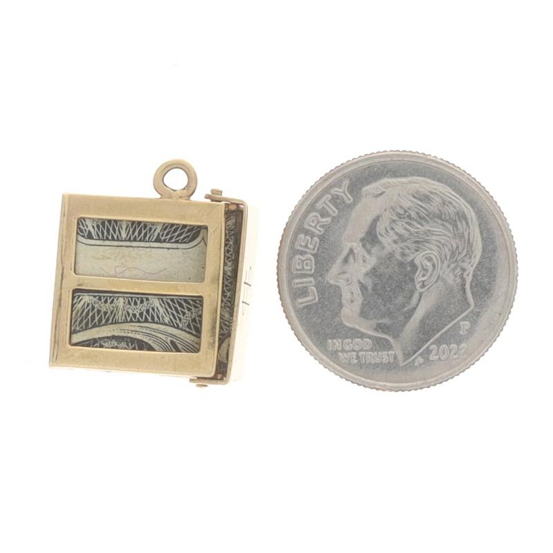 Women's or Men's Yellow Gold Mad Money Charm - 14k Emergency $1 U.S. Currency Opens For Sale