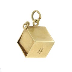 Yellow Gold Mad Money Cube Charm - 14k Square