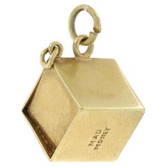 Yellow Gold Mad Money Cube Charm - 14k Square