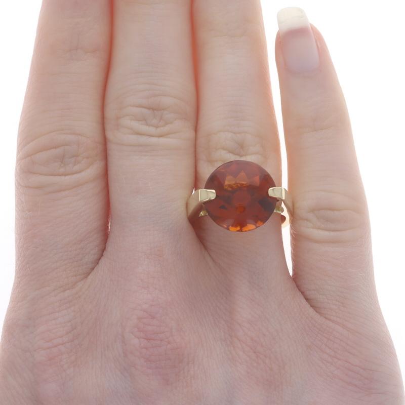 Round Cut Yellow Gold Madeira Citrine Cocktail Ring - 18k Buff Top Portuguese 8.82ct For Sale