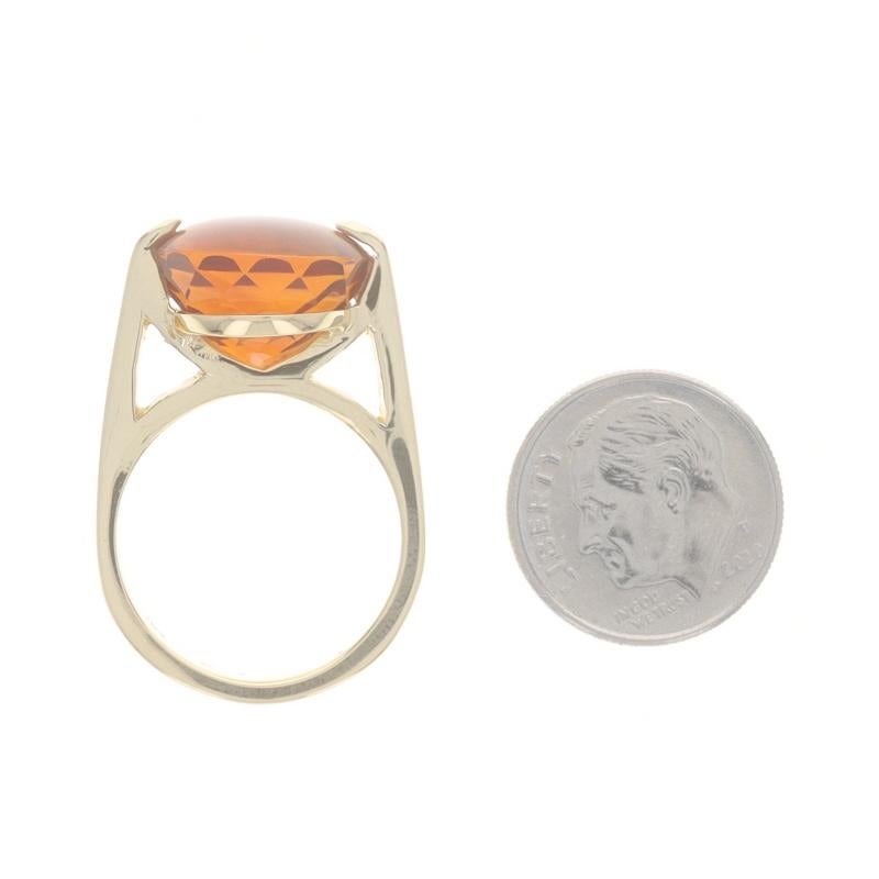 Yellow Gold Madeira Citrine Cocktail Ring - 18k Buff Top Portuguese 8.82ct For Sale 1