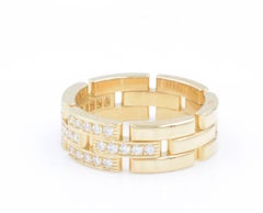 Yellow Gold Maillon Panthere Three-Half Pave Diamond Ring