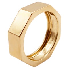 Yellow Gold Man Band Wedding Engagement Ring Made in Italy by Rossella Ugolini