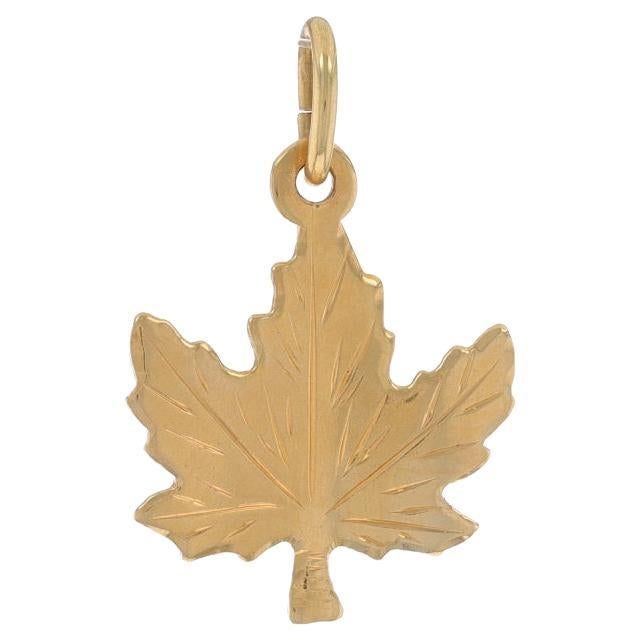 Yellow Gold Maple Leaf Charm - 14k Pendant For Sale