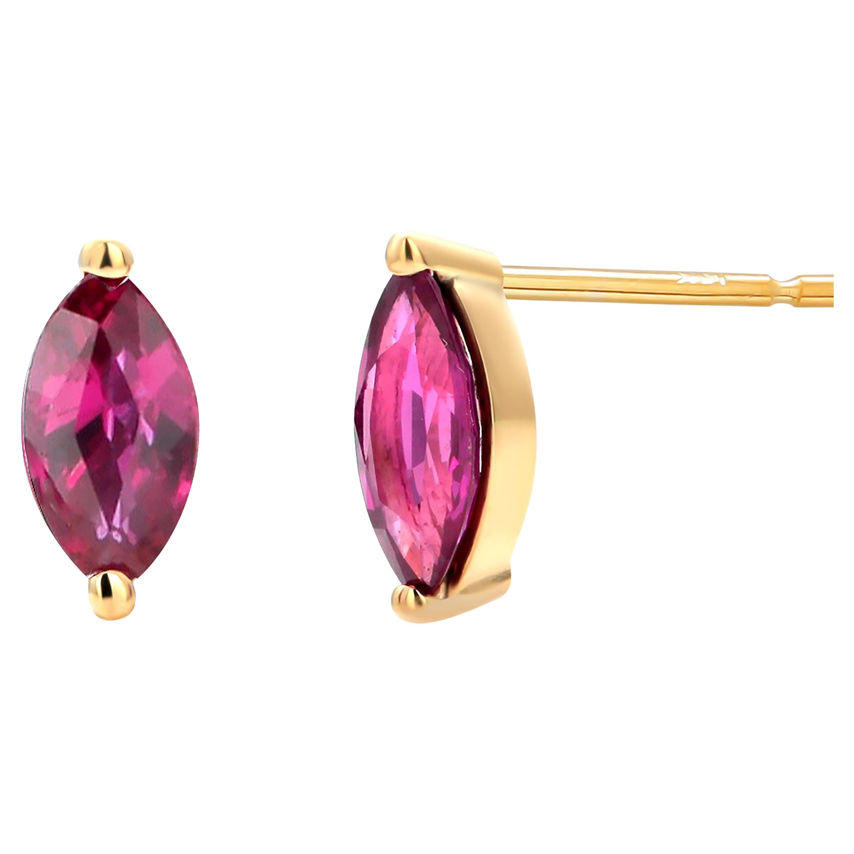 0.35 cttw. 14k Yellow Gold Ruby Marquise Earrings 