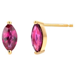Yellow Gold Marquise Ruby Stud Earrings