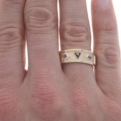 Yellow Gold Masonic Symbols Band - 14k Blue Lodge Shriners Yod Ring 13 3/4