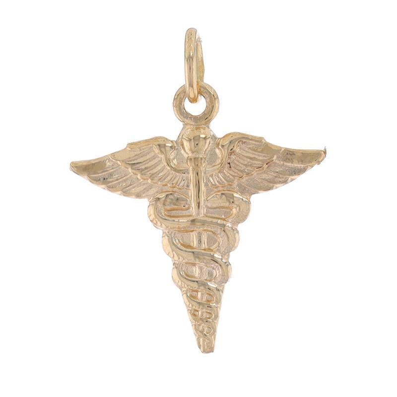 Metal Content: 14k Yellow Gold

Theme: Medical Caduceus, Health Care Professional

Measurements

Tall (from stationary bail): 23/32