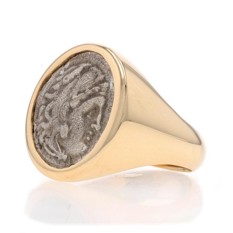 Bague en or jaune pour homme Alexander Great Macedonian Coin Ring 14k Hercules Zeus Custom Pour hommes en vente