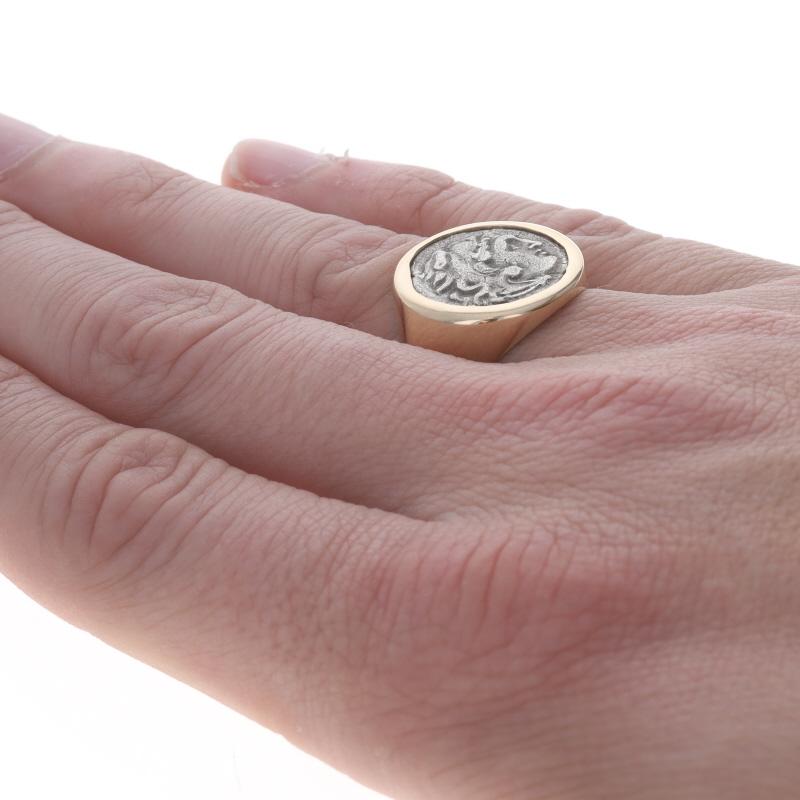 Bague en or jaune pour homme Alexander Great Macedonian Coin Ring 14k Hercules Zeus Custom en vente 1