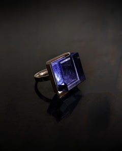Yellow Gold Men's Art Deco Style Ring with Amethyst Featured in Vogue