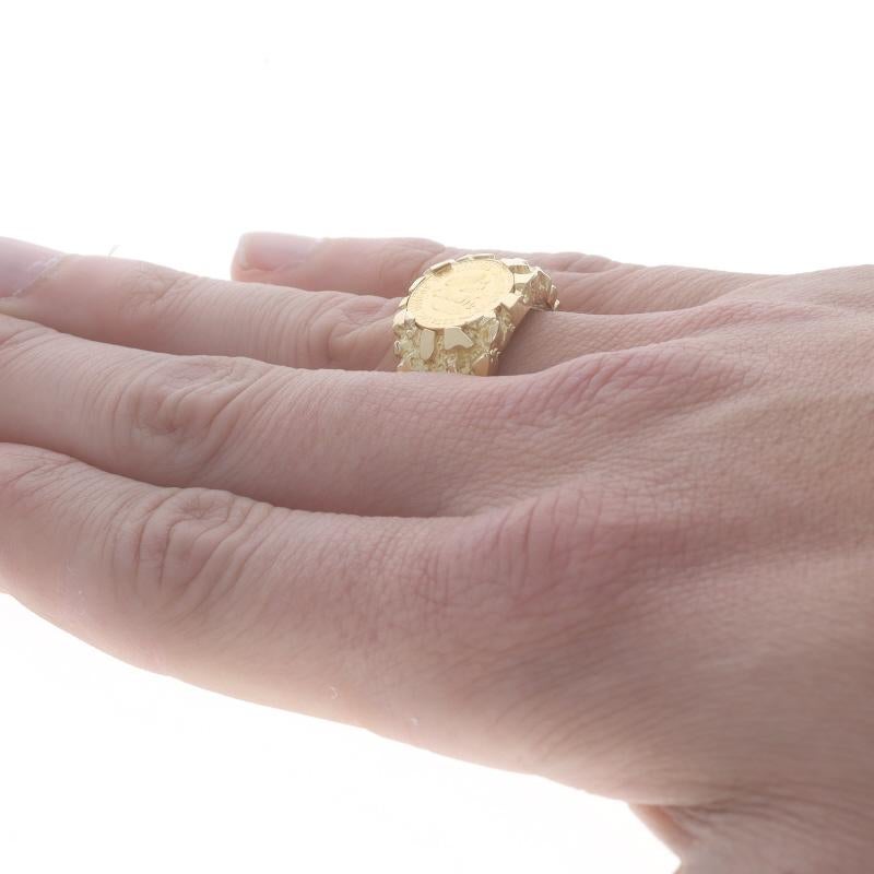 Gelbgold Herren Authentischer Dos Pesos Münzring aus Gelbgold -14k & 90% Feingold Mexiko, Authentisch 1945 2
