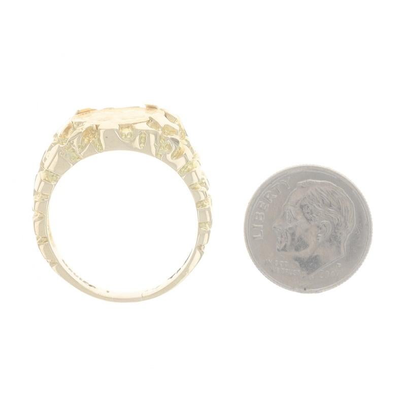 Yellow Gold Men's Authentic 1945 Dos Pesos Coin Ring -14k & 90% Fine Gold Mexico For Sale 3