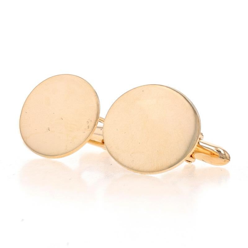 Yellow Gold Men's Cufflinks - 10k Engravable Ovals In Excellent Condition For Sale In Greensboro, NC