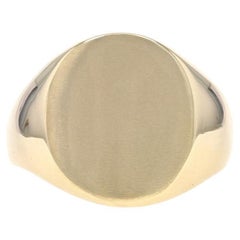 Yellow Gold Men's Engravable Signet Ring - 10k
