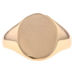 Yellow Gold Men's Engravable Signet Ring - 14k Oval