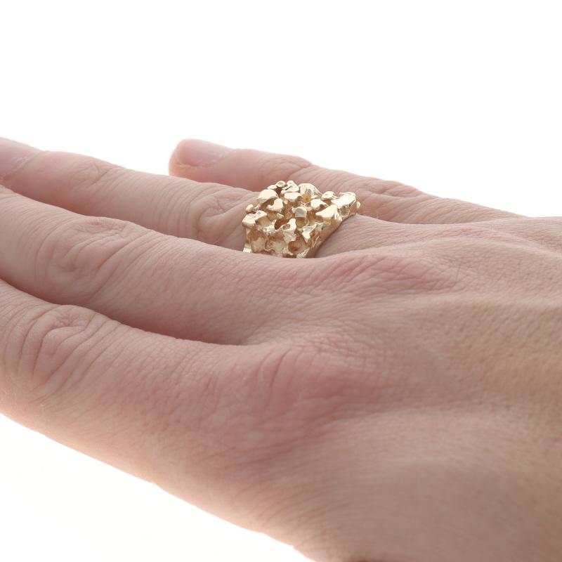 Gelbgold Herrenring mit Nugget-Struktur - 14k Statement 2