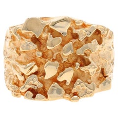 Gelbgold Herrenring mit Nugget-Struktur - 14k Statement
