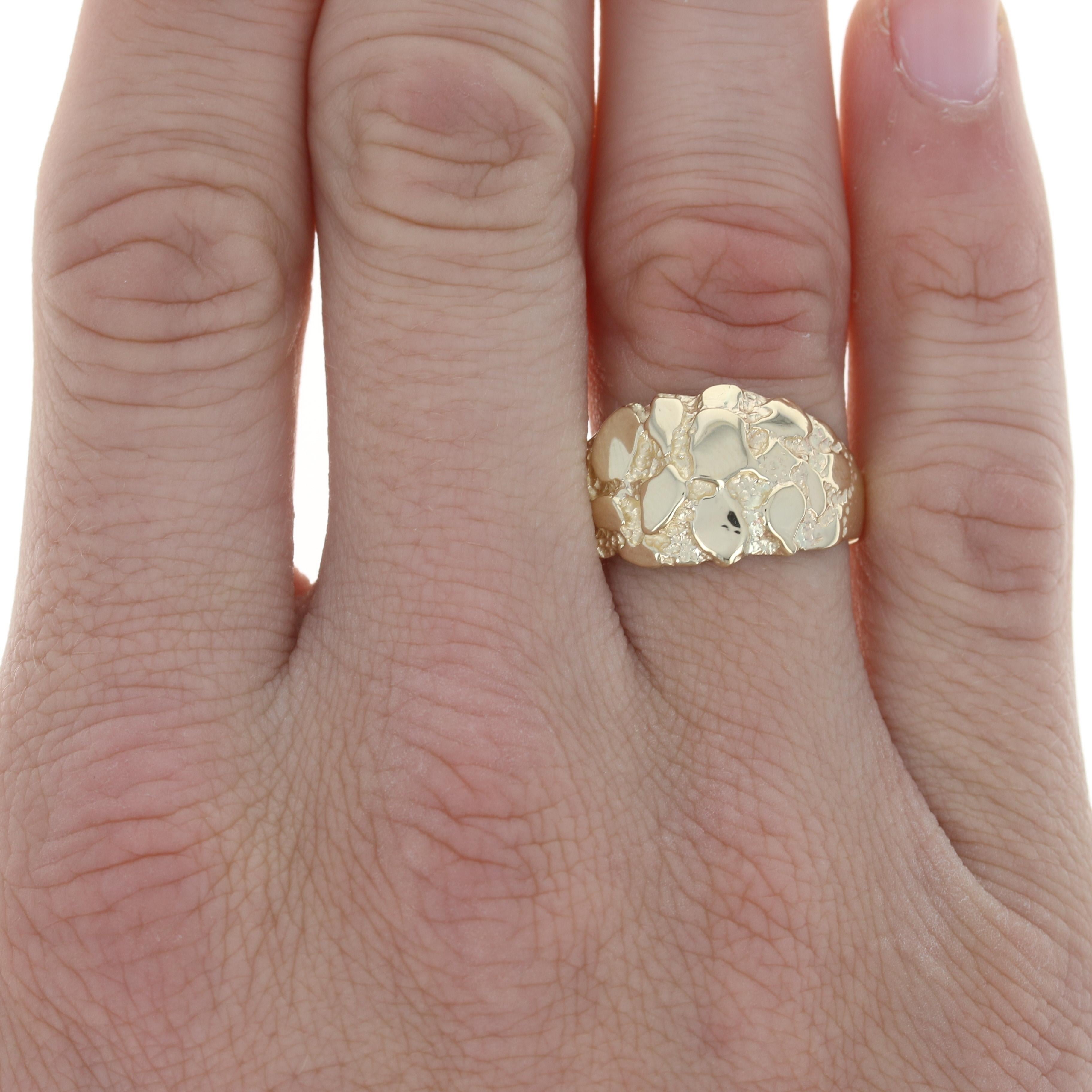 Yellow Gold Men's Ring, 14k Gold Nugget Design 2