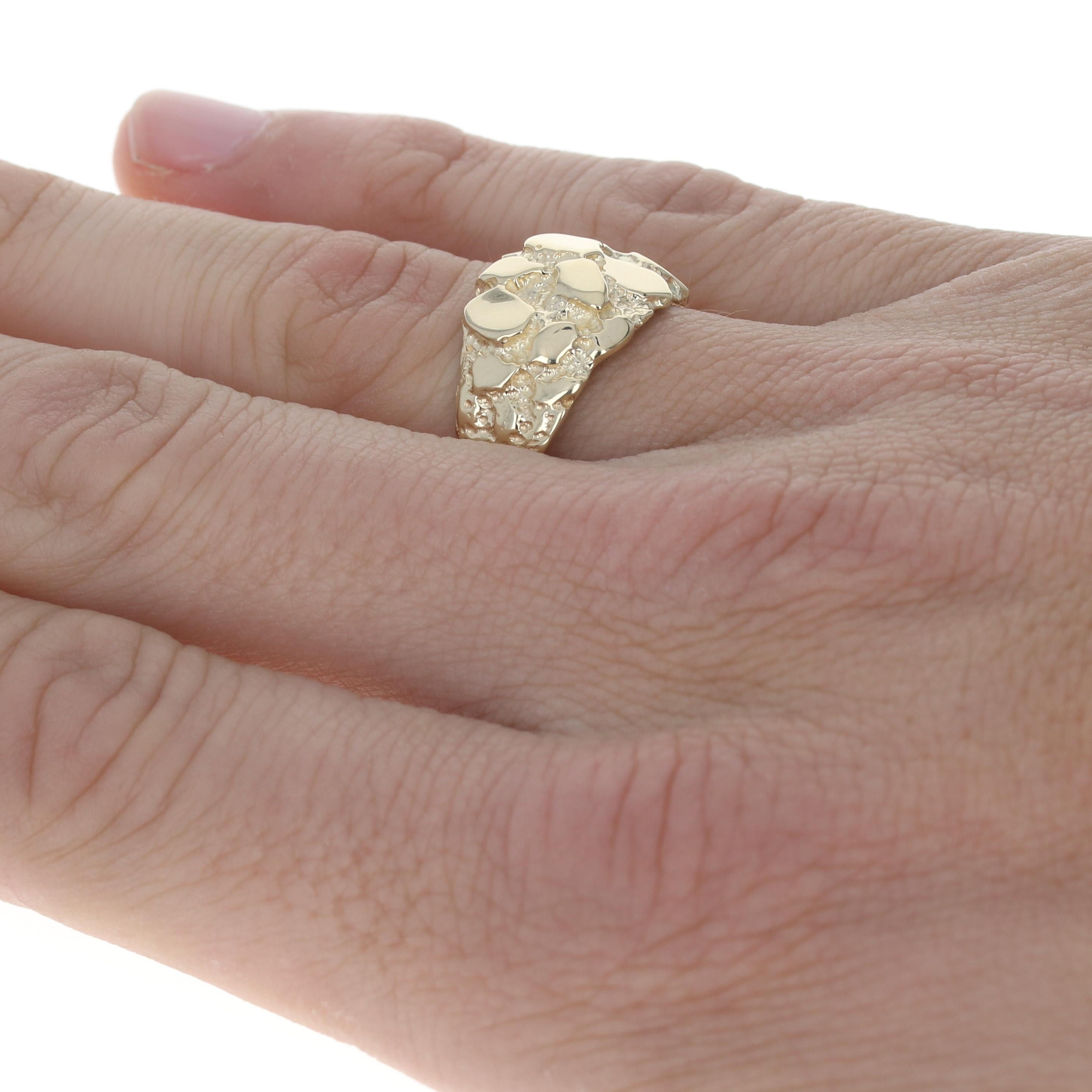 Yellow Gold Men's Ring, 14k Gold Nugget Design 4