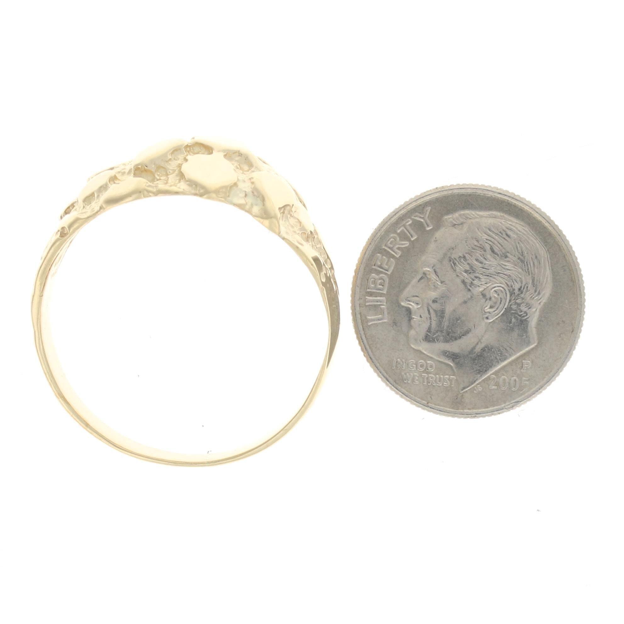 Yellow Gold Men's Ring, 14k Gold Nugget Design 5