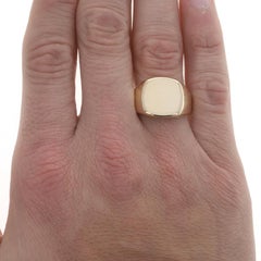 Yellow Gold Men's Signet Ring - 14k Engravable
