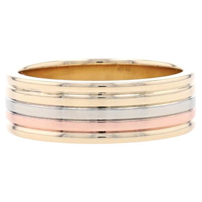 Yellow Gold Men's Stripe Band - 14k Wedding Ring Size 8 1/4