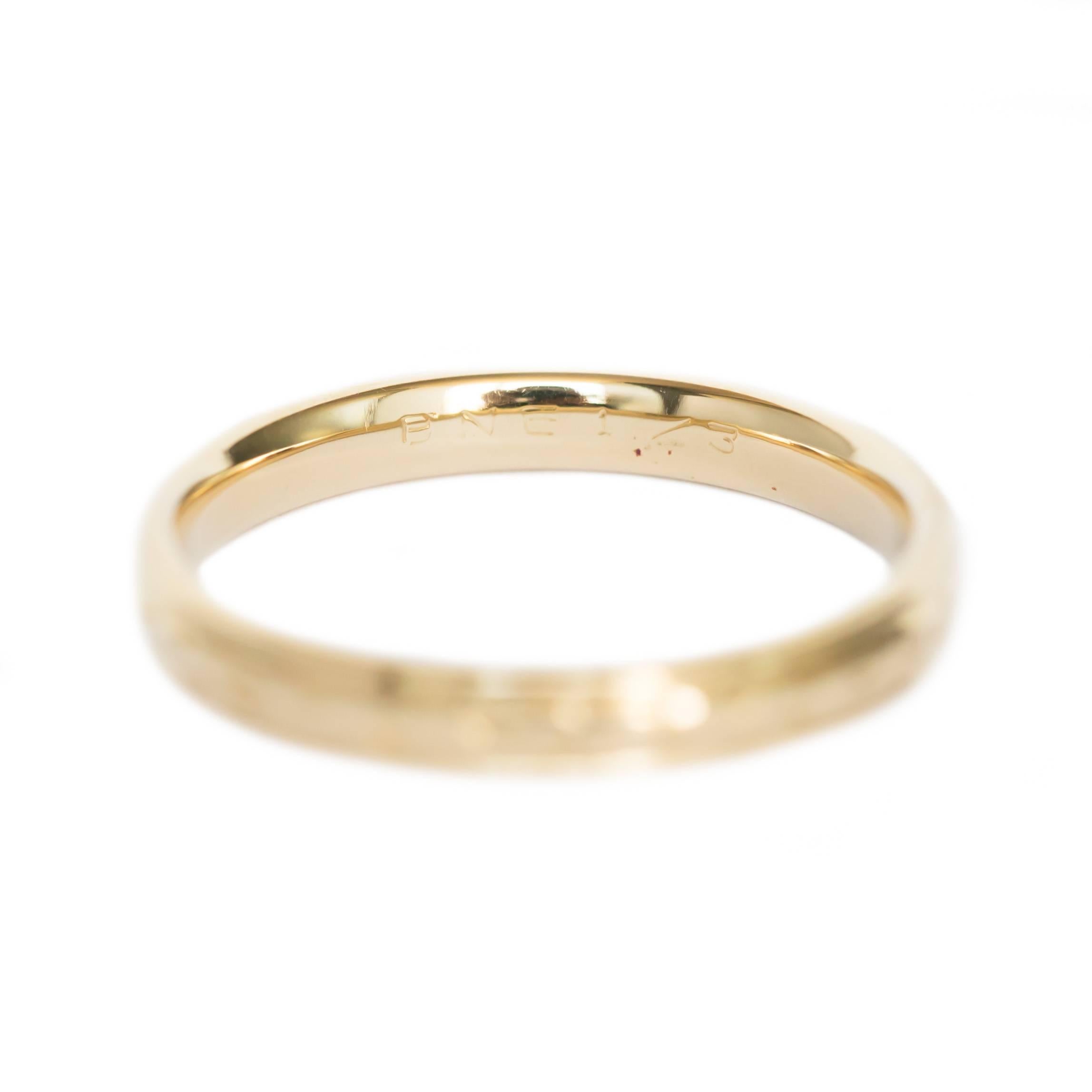Item Details: 
Ring Size: Approximately 9.40
Metal Type: 14 Karat Yellow Gold
Weight: 4.0 grams

English Hallmarks on inner band

Width of band: 3.55mm
Finger to Top of Stone Measurement: 1.83mm