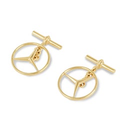 Yellow Gold Mercedes Benz Emblem Cufflinks